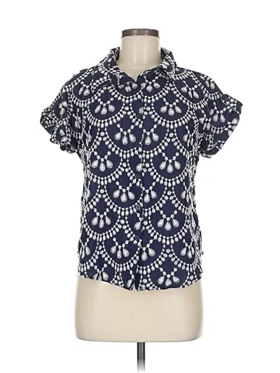 Pre-owned Fig And Flower Short Sleeve Blouse In Blue