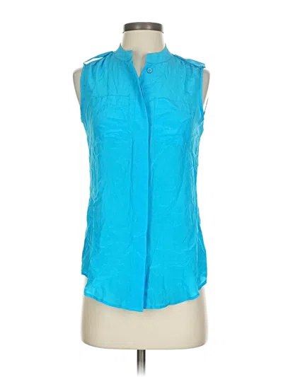 Banana Republic Sleeveless Silk Top Blue Halter Neckline Tops In Blue