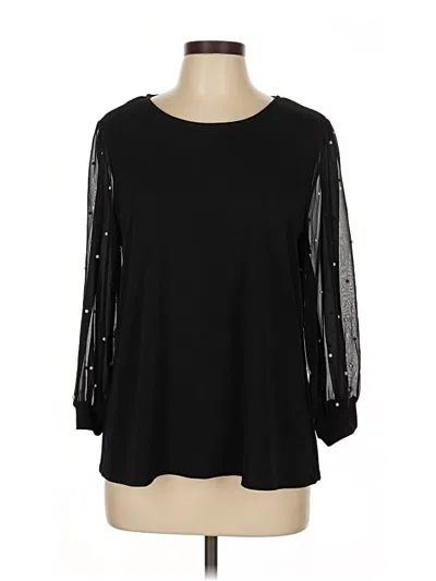 Pre-owned Cece 3/4 Sleeve Top Black Crew Neck Tops