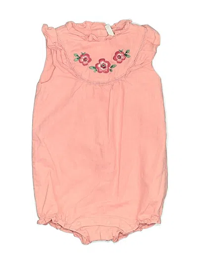 Pre-owned Janie And Jack Kids' Short Sleeve Onesie In Pink