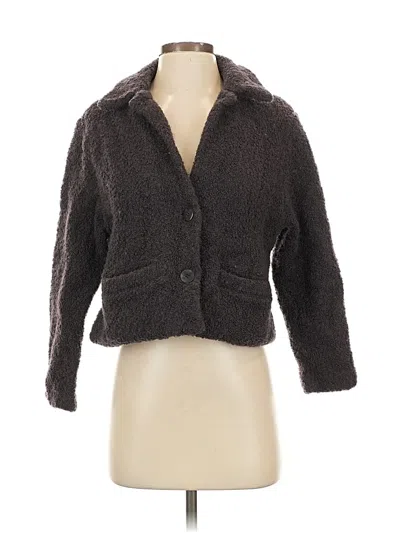 Pre-owned Eileen Fisher Faux Fur Jacket In Gray