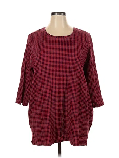 Pre-owned Lands' End 3/4 Sleeve Blouse In Burgundy