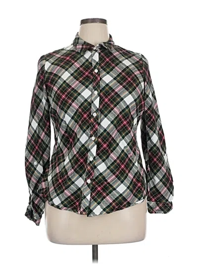 Pre-owned Kim Rogers Long Sleeve Button Down Shirt In Green