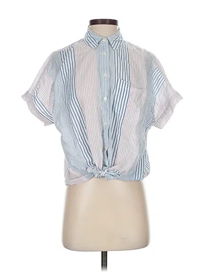Pre-owned Madewell Short Sleeve Blouse In Blue