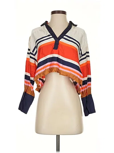 Pre-owned Maeve By Anthropologie 3/4 Sleeve Blouse In Orange