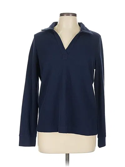 Pre-owned Caslon Long Sleeve Polo Shirt In Blue