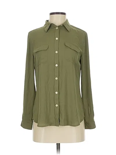 Pre-owned Ann Taylor Loft Long Sleeve Blouse In Green