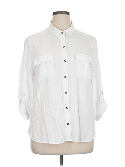 Pre-owned Dr2 3/4 Sleeve Button Down Shirt In White