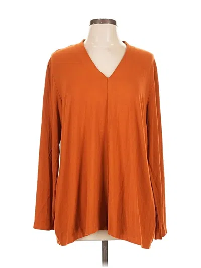 Pre-owned Liz Claiborne Long Sleeve T-shirt In Orange