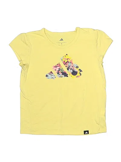 Pre-owned Adidas Originals Kids' Short Sleeve Top Yellow Crew Neck Tops