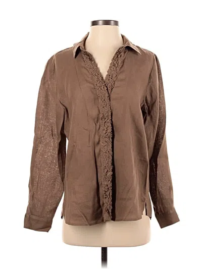 Pre-owned Chico's Long Sleeve Blouse In Brown