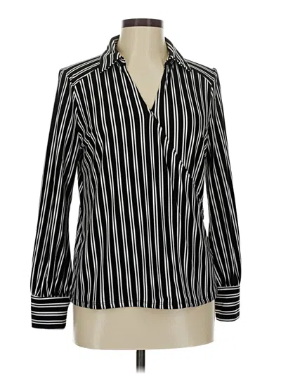 Pre-owned Adrianna Papell Long Sleeve Blouse In Black