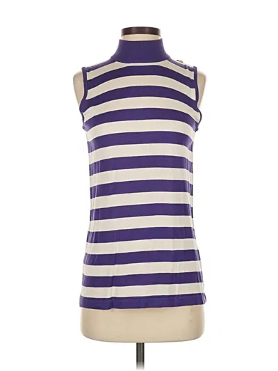 Pre-owned August Silk Sleeveless Top Purple Halter Neckline Tops