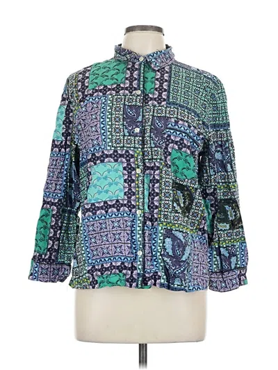 Pre-owned Victoria's Secret 3/4 Sleeve Button Down Shirt In Blue