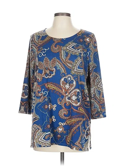 Pre-owned Chico's 3/4 Sleeve T-shirt In Blue