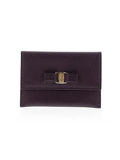 Pre-owned Ferragamo Leather Card Holder In Purple