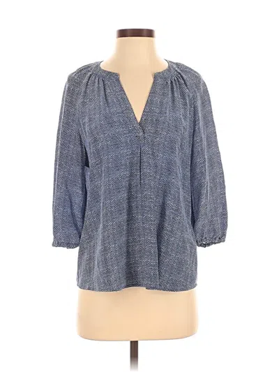Pre-owned Joie 3/4 Sleeve Silk Top Blue Open Neckline Tops