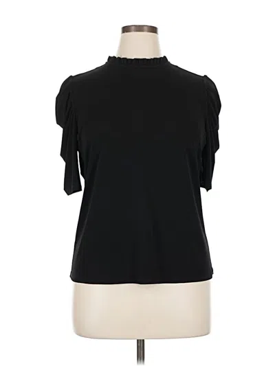 Pre-owned Cece Short Sleeve Top Black Mock Neckline Tops