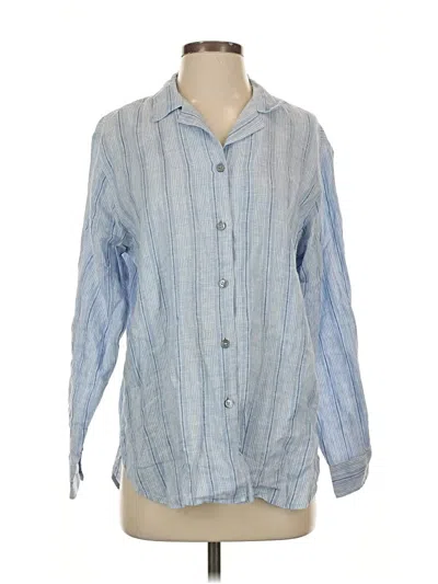 Pre-owned Karen Kane Long Sleeve Button Down Shirt In Blue