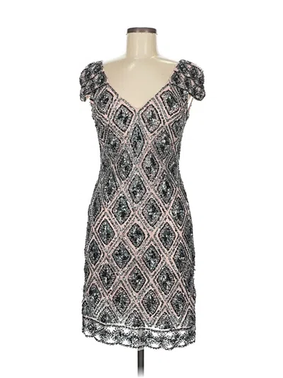 Pre-owned Basix Black Label Cocktail Dress In Silver