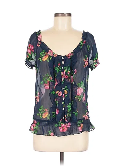 Pre-owned Hollister Short Sleeve Blouse In Blue