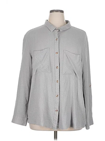 Pre-owned Grace & Lace Long Sleeve Button Down Shirt In Gray