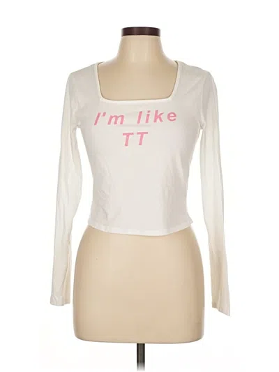 Pre-owned Wild Fable Long Sleeve T-shirt In White