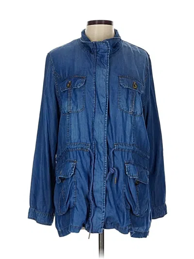 Pre-owned Grace & Lace 3/4 Sleeve Top Blue Mock Neckline Tops