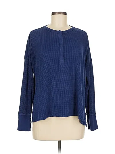 Pre-owned Offline By Aerie Long Sleeve Henley Shirt In Blue