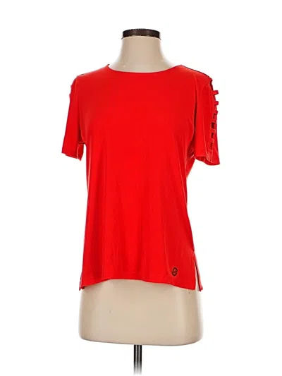 Pre-owned Michael Michael Kors Short Sleeve Top Red Keyhole Neckline Tops