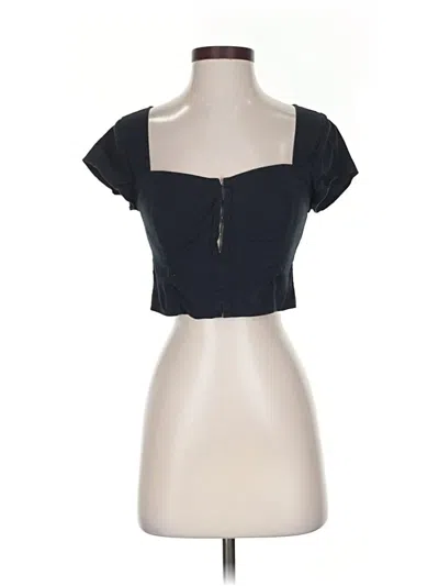 Pre-owned Abercrombie & Fitch Short Sleeve Top Black Sweetheart Neckline Tops