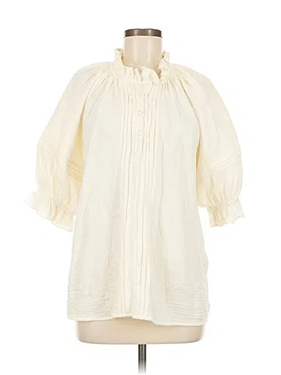 Pre-owned Figue 3/4 Sleeve Blouse In White