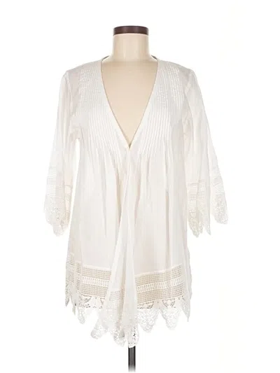 Pre-owned Cabi Short Sleeve Blouse In White