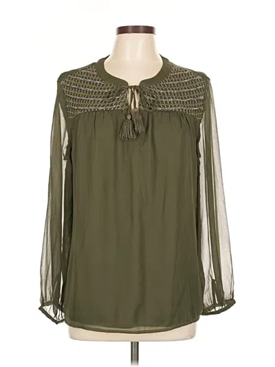 Pre-owned Chico's Long Sleeve Blouse In Green