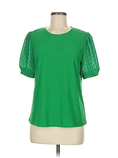 Pre-owned Cece Short Sleeve Top Green Crew Neck Tops