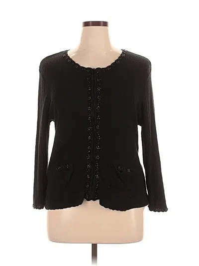 Pre-owned Emma James Silk Cardigan Sweater In Black