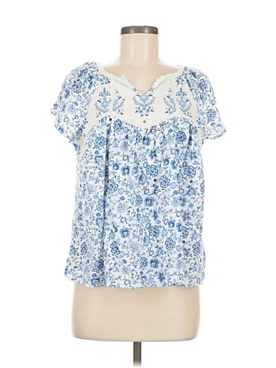 Pre-owned Lucky Brand Short Sleeve Blouse In Blue