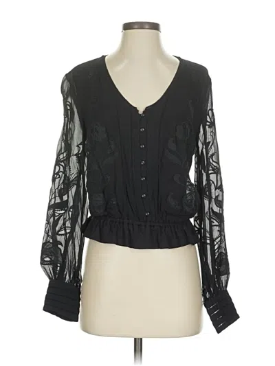 Pre-owned By Anthropologie Long Sleeve Blouse In Black