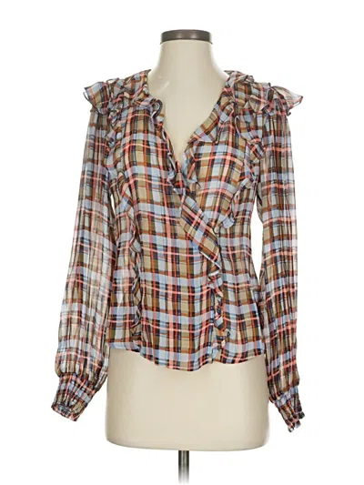 Pre-owned Maeve By Anthropologie Long Sleeve Blouse In Brown