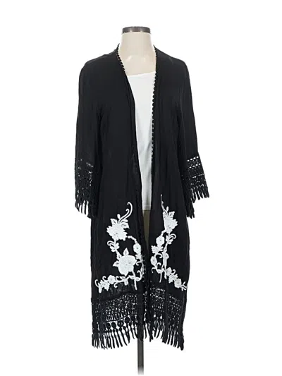 Pre-owned Black Label By Chico's Kimono In Black