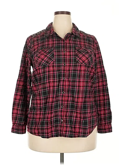 Pre-owned Dressbarn Long Sleeve Button Down Shirt In Red