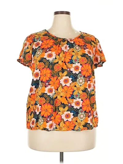 Pre-owned St. John's Bay Short Sleeve Blouse In Orange