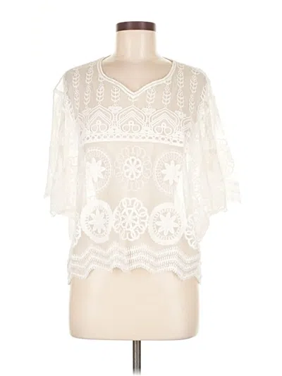 Pre-owned Rachel Zoe Short Sleeve Blouse In White
