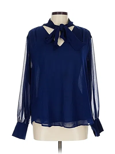 Pre-owned Ann Taylor Long Sleeve Blouse In Blue