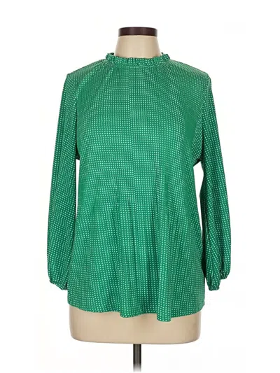 Pre-owned Adrianna Papell Long Sleeve Blouse In Green