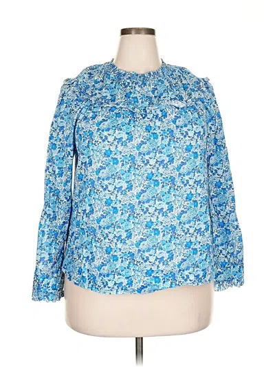 Pre-owned Liberty Art Fabrics For J.crew 3/4 Sleeve Blouse In Blue
