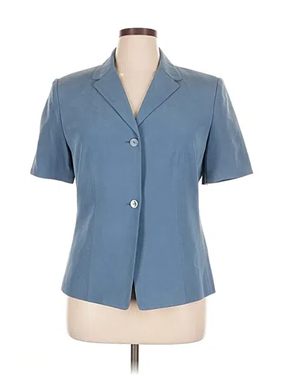 Pre-owned Josephine Chaus Short Sleeve Silk Top Blue Open Neckline Tops