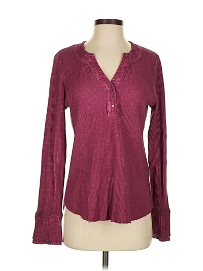 Pre-owned Tribal Jeans Long Sleeve Henley Shirt In Burgundy