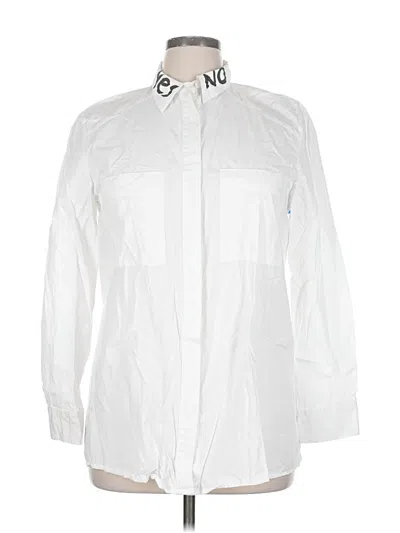 Pre-owned Asos Curve Long Sleeve Button Down Shirt In White