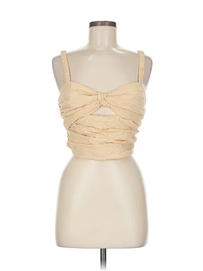 Pre-owned Zara Sleeveless Top Tan Sweetheart Neckline Tops In Brown